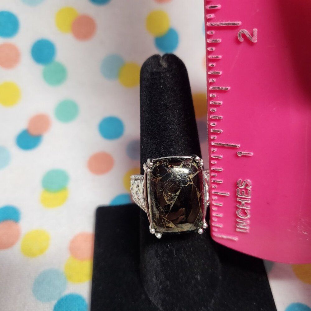 Matrix Silver Shungite Solitaire Copper with Magnet Ring - Picture 6 of 7